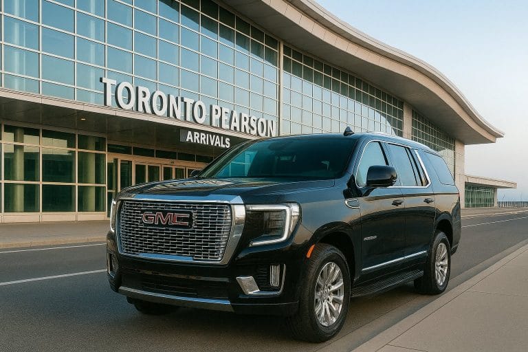 Corporate car service Toronto waiting in the airport arrivals area near Toronto Pearson International Terminal